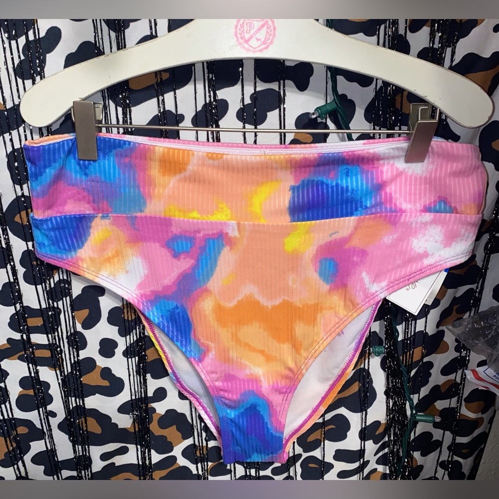 SALT ➕ COVE TIE DYE WIDE BAND HIGH WAISTED SWIM BOTTOMS